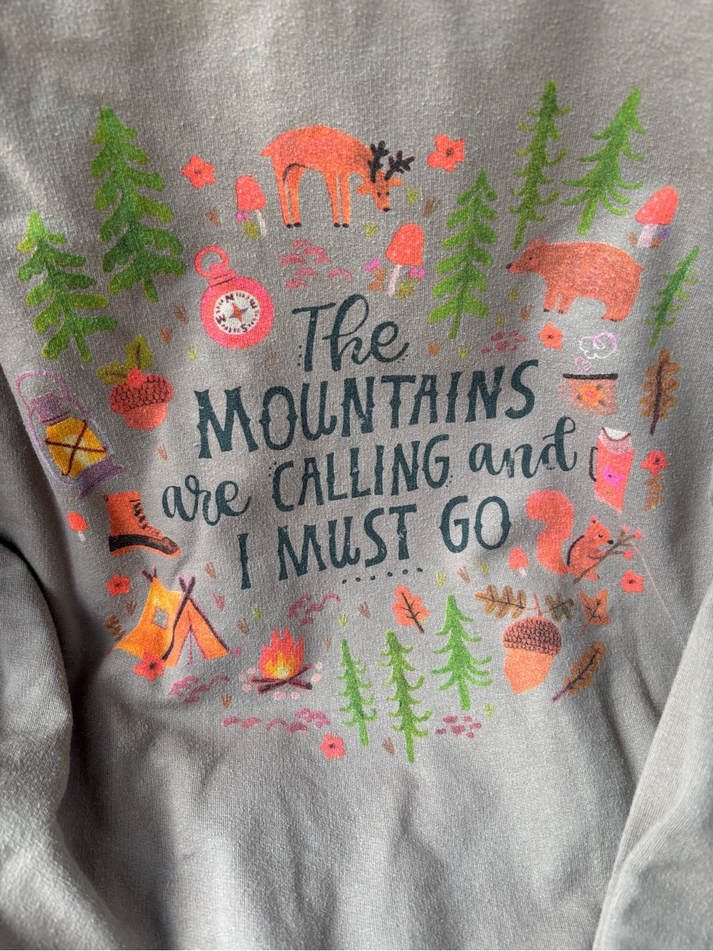 Natural Life women’s hoodie Grey Graphic Tee - 'The Mountains Are Calling'